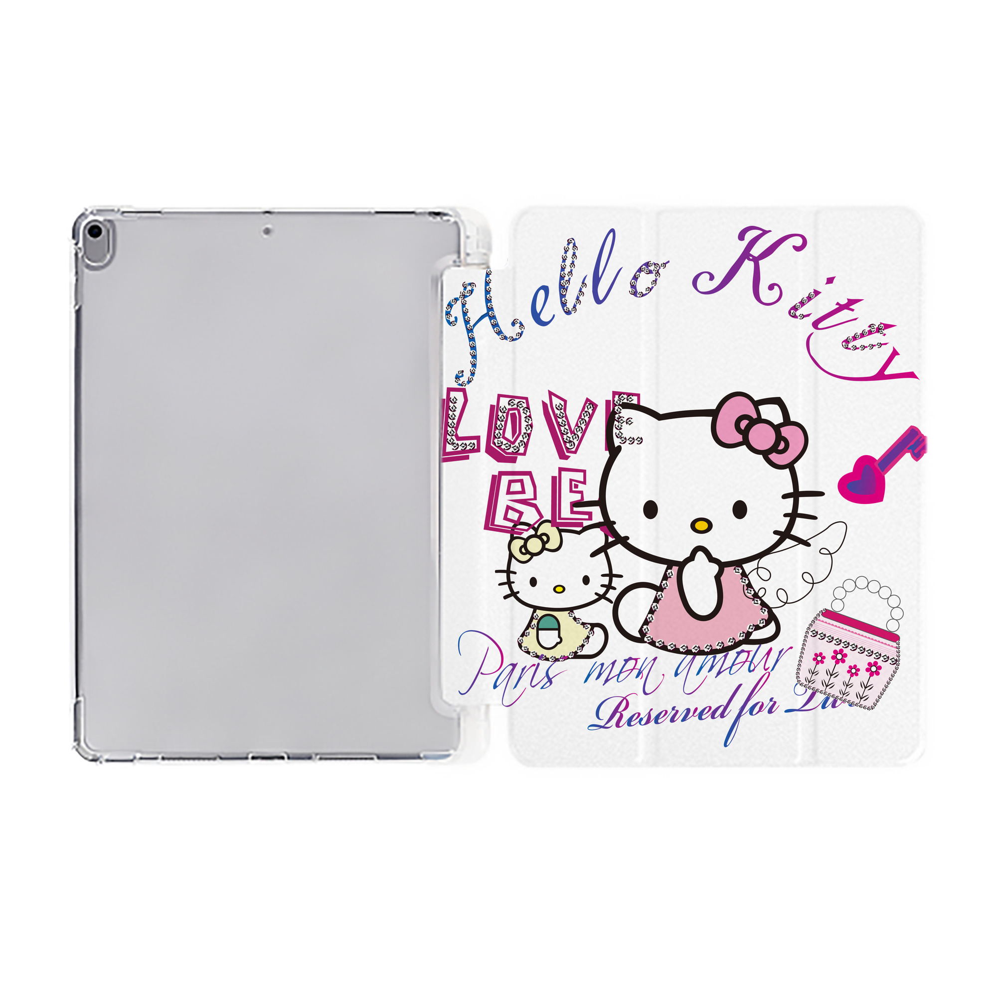 （画像用） Hello Kitty ハローキティ IPad ケース ペン収納付き 三つ折りスタンド PUレザー×シリコン 対応機種9.5/10.5/10.9インチ